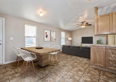 Model kitchen and dining area