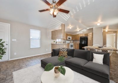 Model living room and kitchen